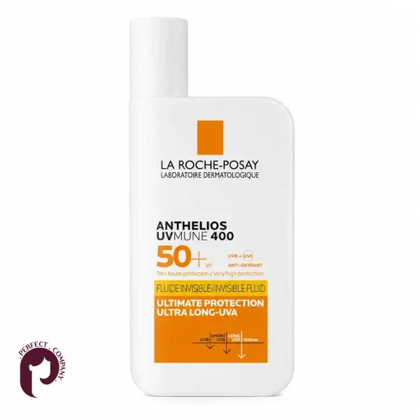 ضد آفتاب فلوئید نامرئی لاروش پوزای La Roche-Posay مدل Anthelios UVMune 400 Invisible Fluid SPF50+ حجم ۵۰ میلی‌لیتر