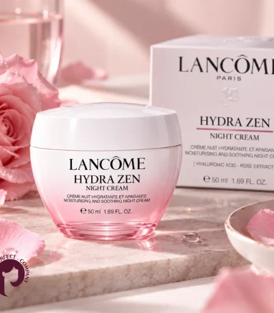 کرم شب آبرسان لانکوم Hydra Zen حاوی هیالورونیک اسید و عصاره رز