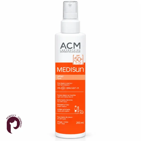 اسپری ضدآفتاب مدیسان ای‌سی‌ام مدل Medisun SPF50+ حجم ۲۰۰ میلی‌لیتر