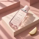 تونر آبرسان دکورت Hydra Clarity حجم ۲۰۰ میلی‌لیتر روی سکوی روشن با زمینه صورتی