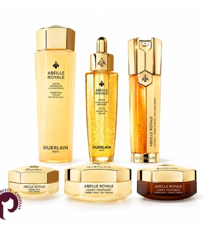 ست مراقبت پوست گرلن Abeille Royale شش‌تکه روی زمینه سفید