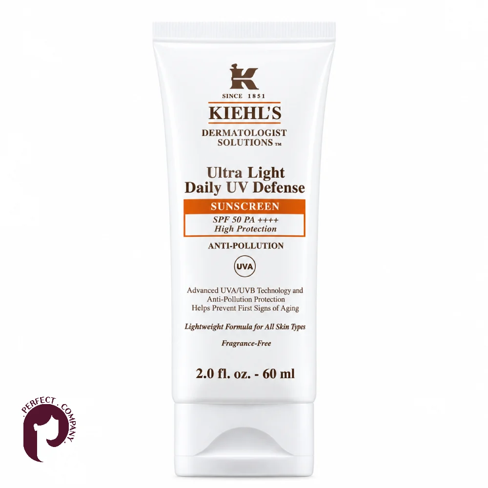 kiehls-ultra-light-spf50-60ml ضدآفتاب اولترا لایت کیلز SPF50 حجم ۶۰ میل روی زمینه سفید
